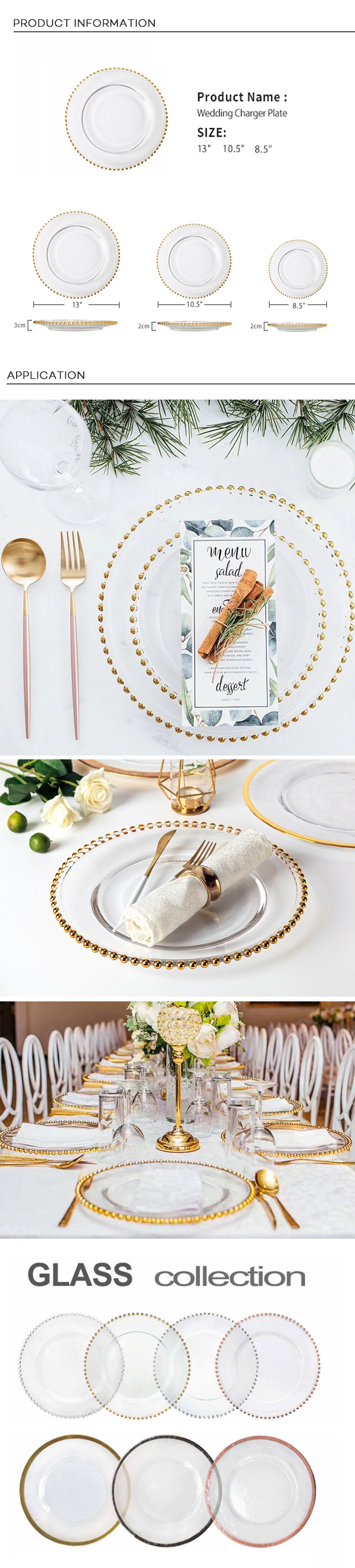 Beaded Clear Glass Charger Plates Bulk from China Manufacturer Shanxi